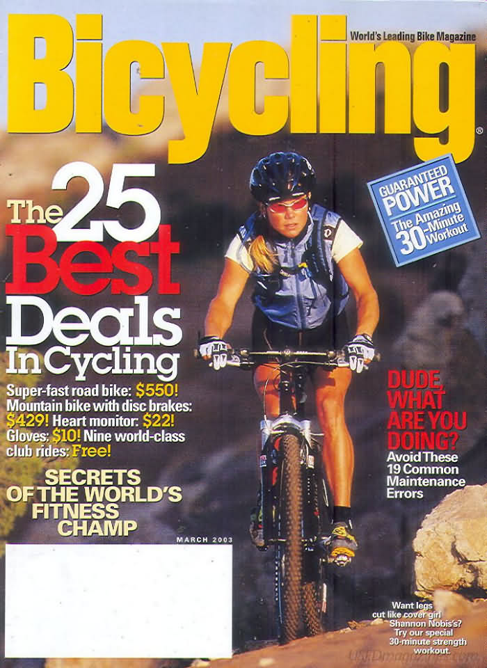 Bicycling March 2003 March 2003 magazine back issue cover