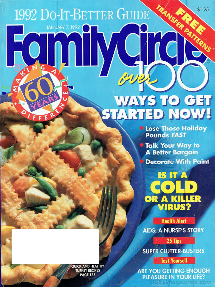 Family Circle January 1992 January 1992 magazine back issue cover
