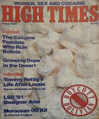 High Times August 1981 magazine back issue cover