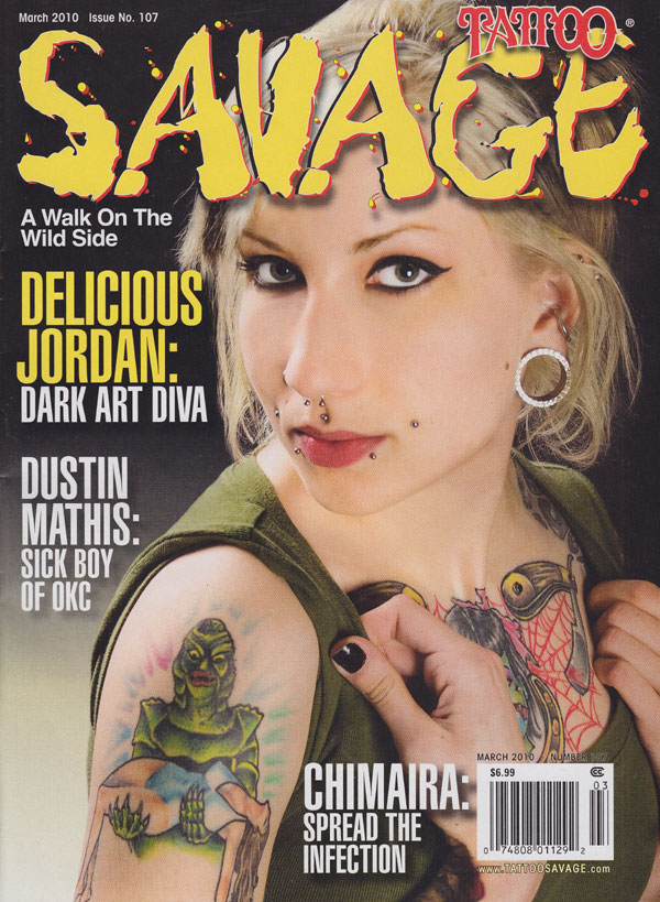 Tattoo Savage # 107, March 2010 March 2010 magazine back issue cover